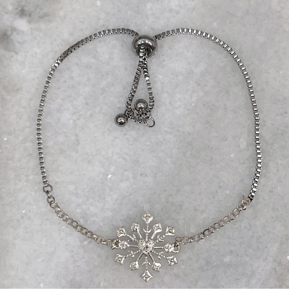 Diamond Accent “Snowflake” Sterling Silver BOLO Bracelet